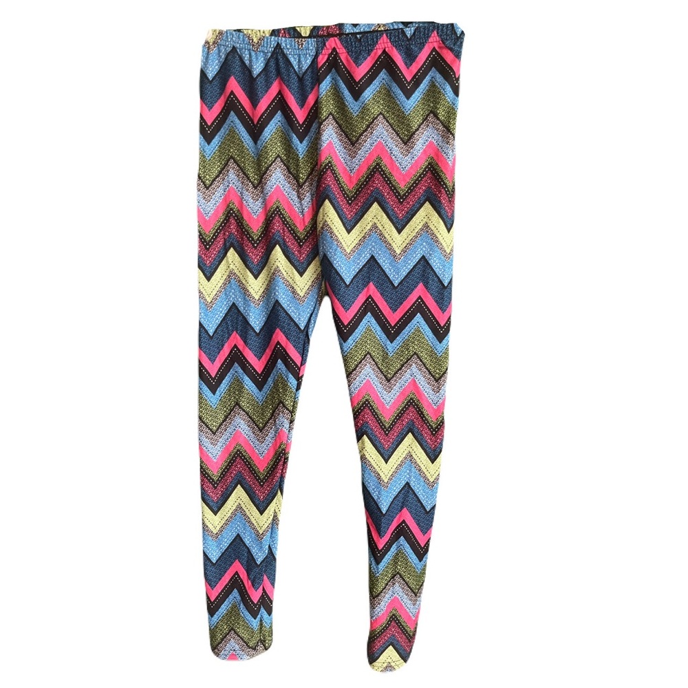 Chevron Printed Stretch Leggings Juniors Large Multicolored
